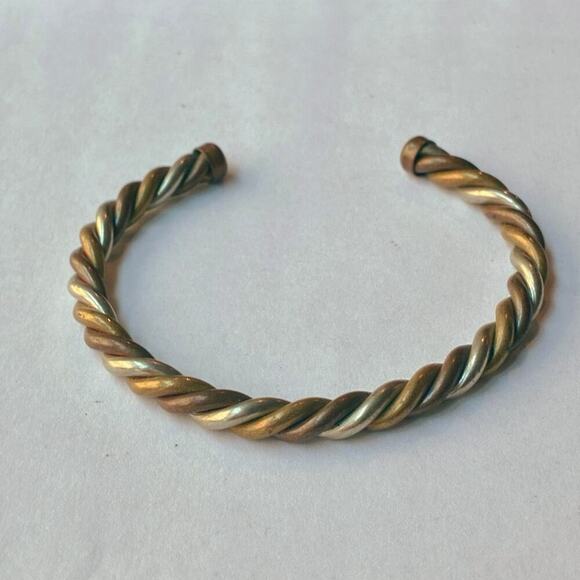 Vintage Twisted Metal Cuff Bracelet – Boho Unisex - Picture 2 of 3